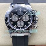 QF Super Clone Gain Weight Rolex Cosmo Daytona 1:1 Swiss 4131 Black Face Diamond Watch 